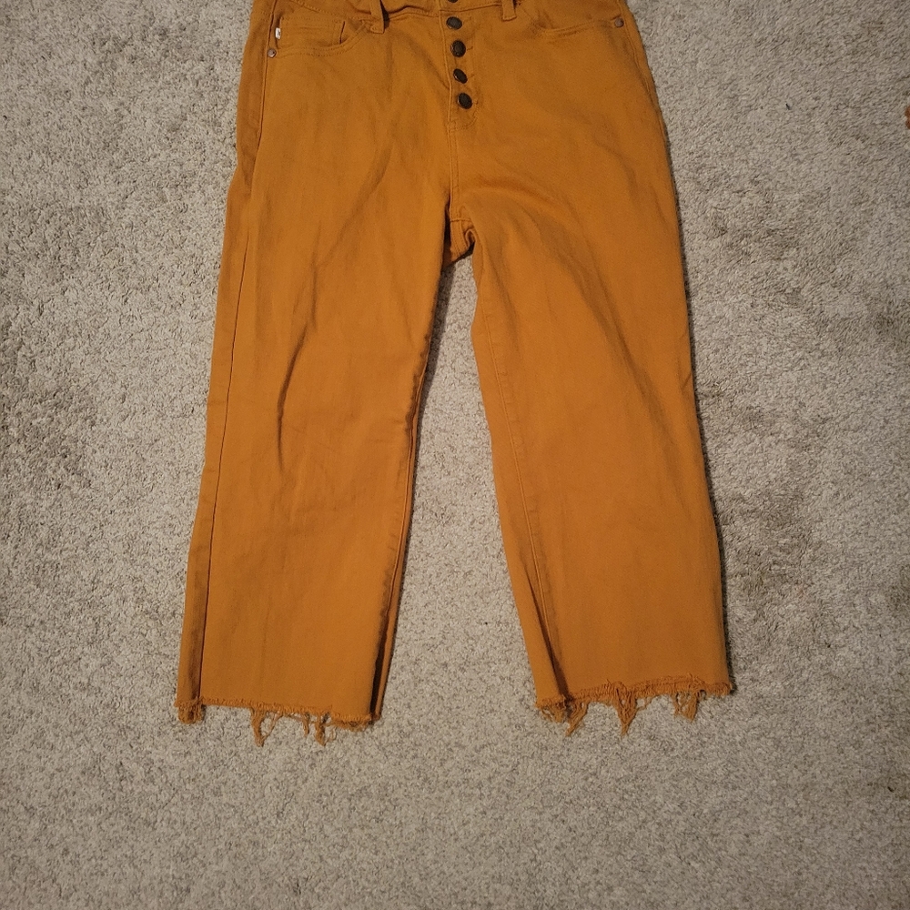 Judy Blue wide leg crop raw hem